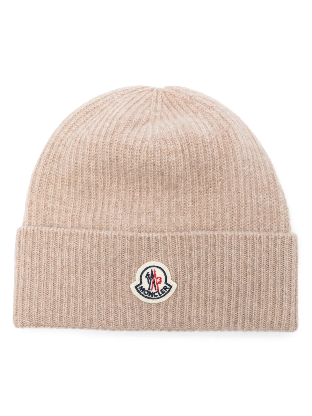 Moncler logo patch Beanie Hat Neutrals FARFETCH