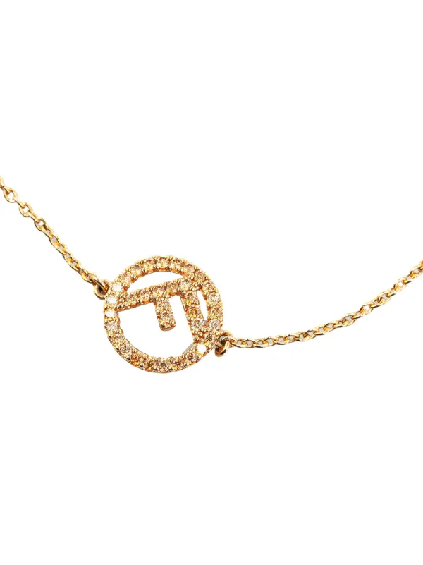 Fendi Pre Owned 20th Century Gold Plated F Is Fendi Crystal Logo costume bracelet women Gold Plated One Size