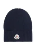 Moncler logo-patch beanie - Blue