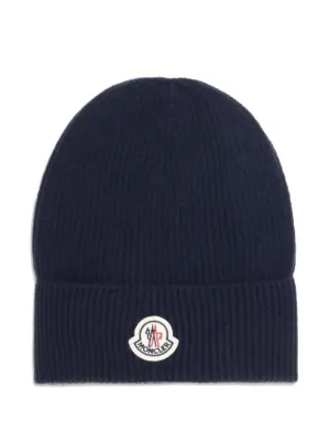 Moncler ロゴパッチ ビーニー | ブルー | FARFETCH JP