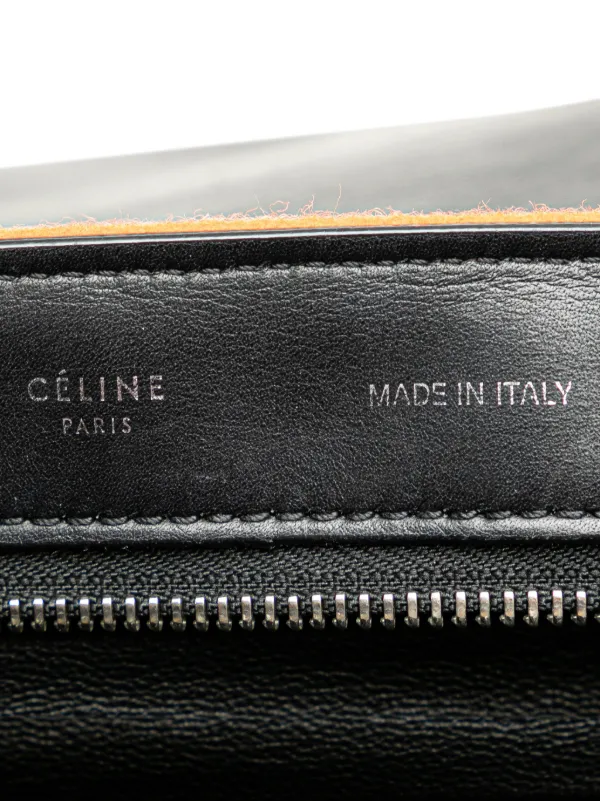 Céline Pre-owned 2012 Medium Wool and Calfskin Colorblock Trapeze Satchel - Multicolour