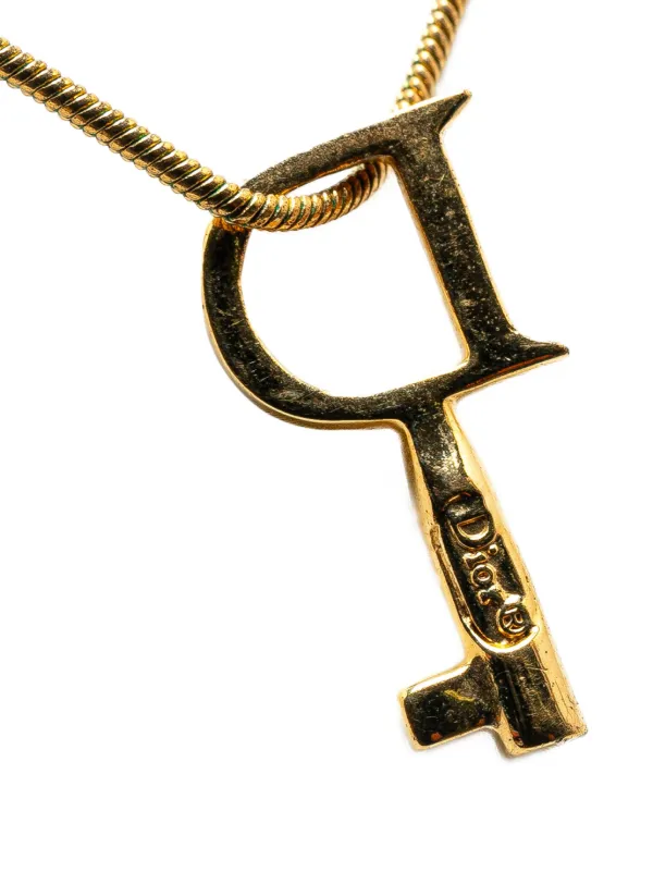 Christian Dior Pre Owned 20th Century Gold Plated Key Pendant Costume Necklace Gold FARFETCH AO