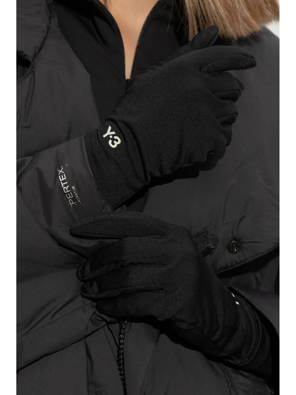 Y-3 Handschoenen met logoprint - Zwart