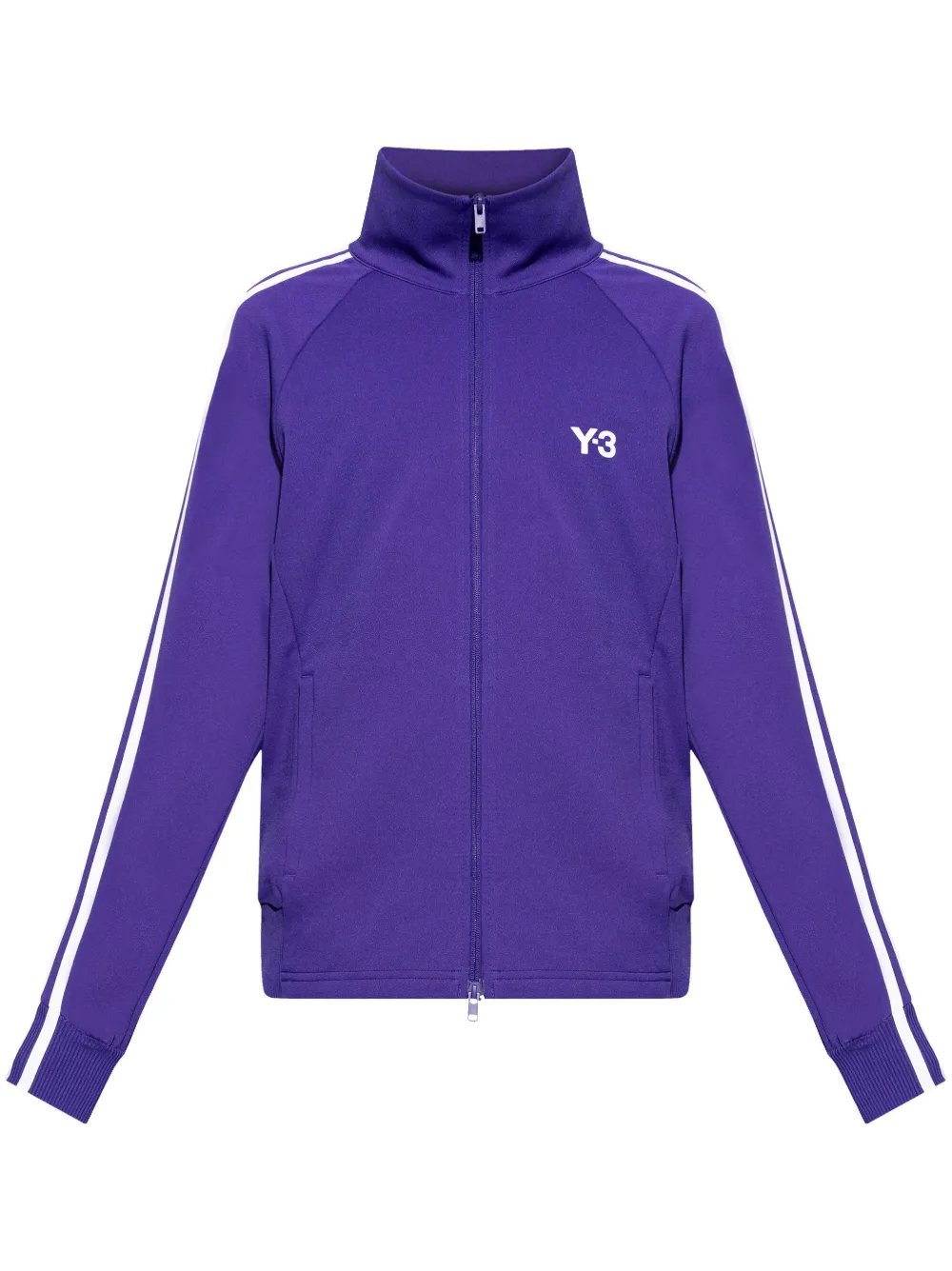 Y-3-Stripes jack met logo en rits Paars