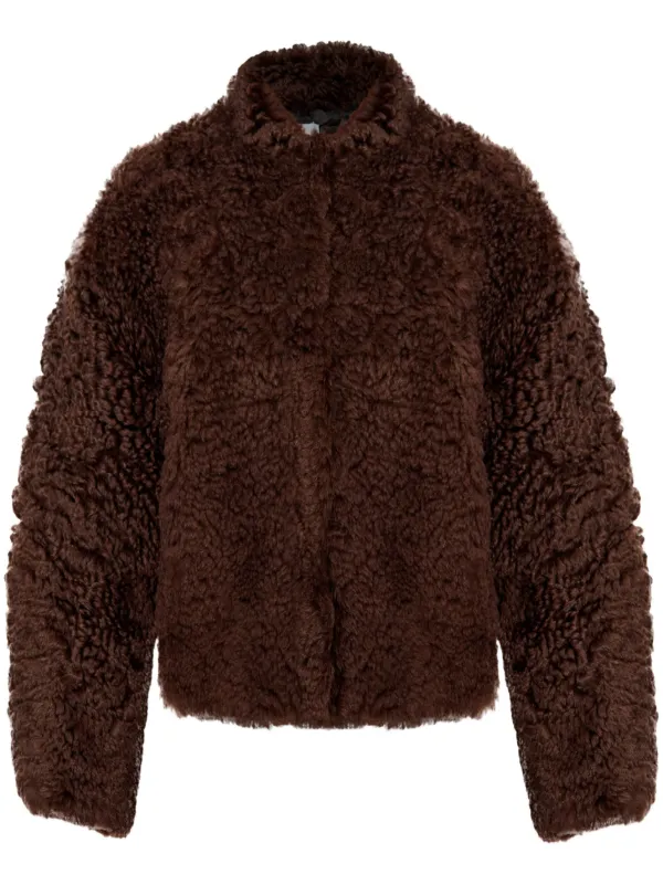 IRO Ambrosis fur jacket women Sheep Skin Shearling Cupro 34 Brown