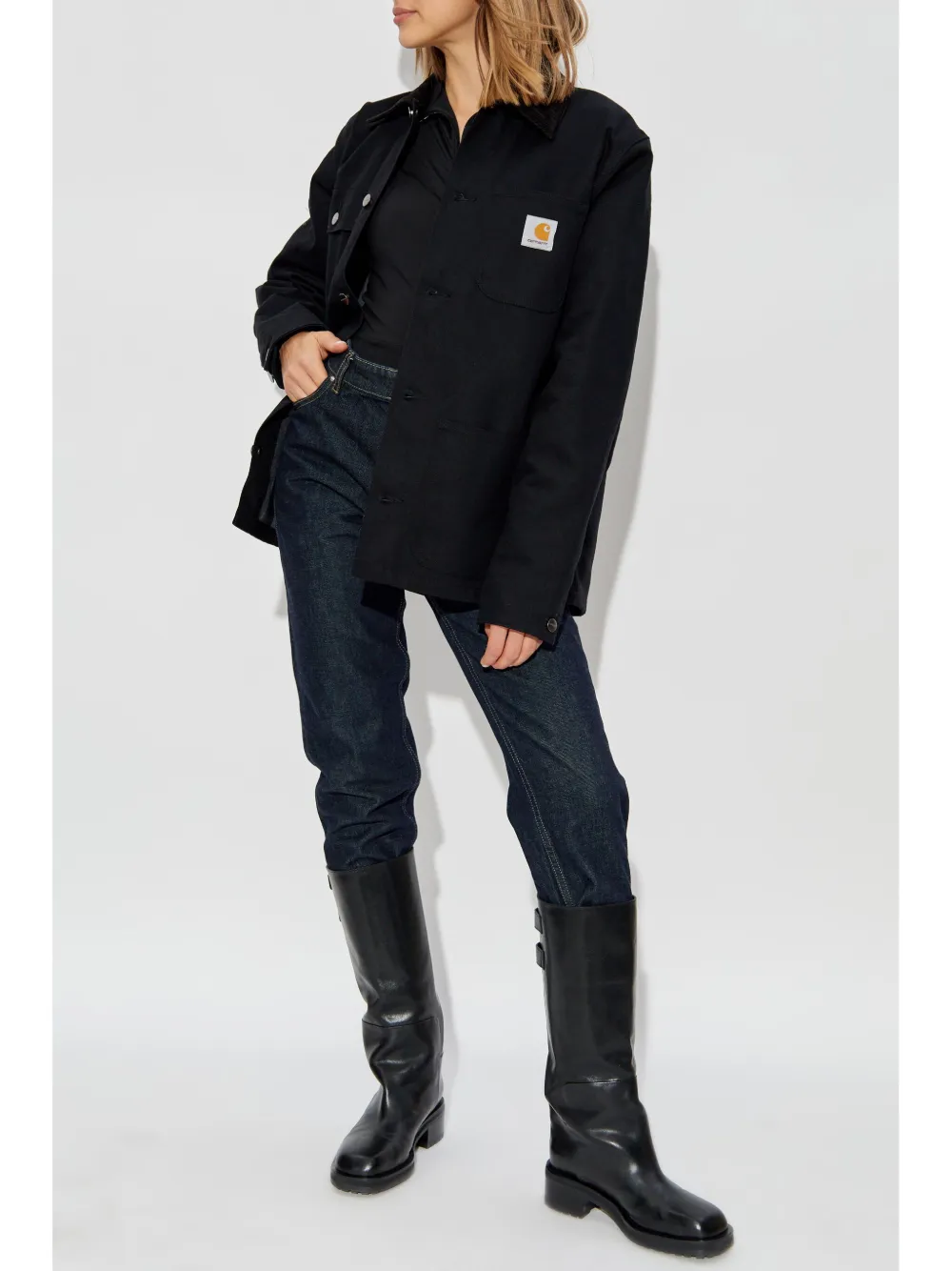 Carhartt WIP Shirtjack met logopatch - Zwart