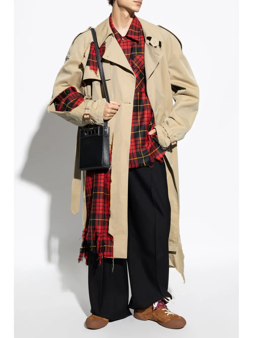 Alexander McQueen distressed Macqueen tartan shirt - Rood