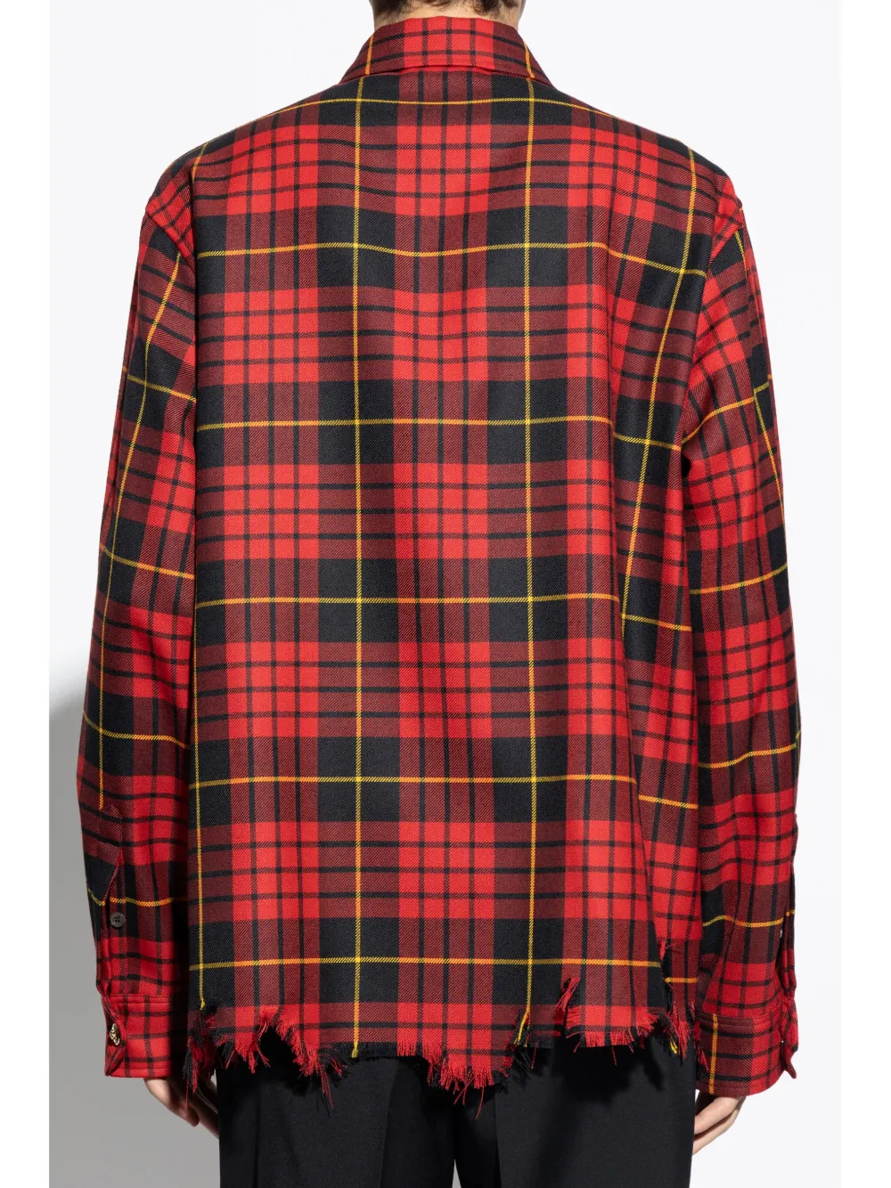 Alexander Mcqueen Distressed Tartan Overshirt Jackets Red In Red