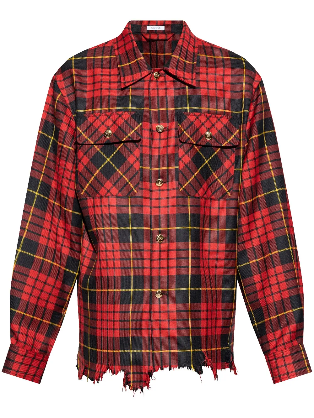 Alexander Mcqueen Distressed Tartan Overshirt Jackets Red In Red