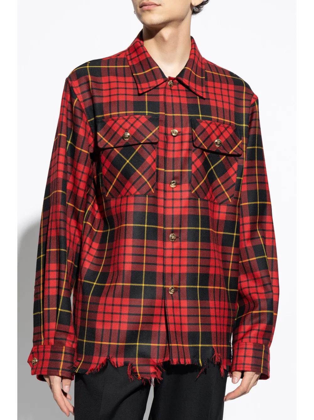Cheap Alexander McQueen distressed Macqueen tartan shirt Men