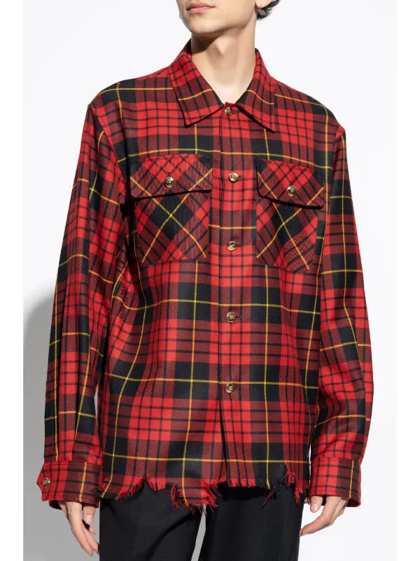 Alexander McQueen ダメージ チェック シャツ | レッド | FARFETCH JP