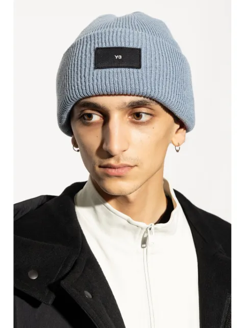 Y-3 logo-patch rib knit beanie JI9280 - 2