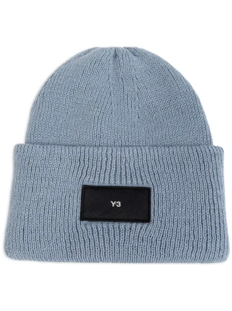 Y-3 logo-patch rib knit beanie JI9280 - 0