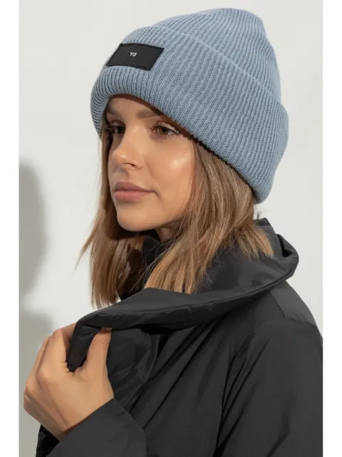 Y-3 logo-patch rib knit beanie JI9280 - 1