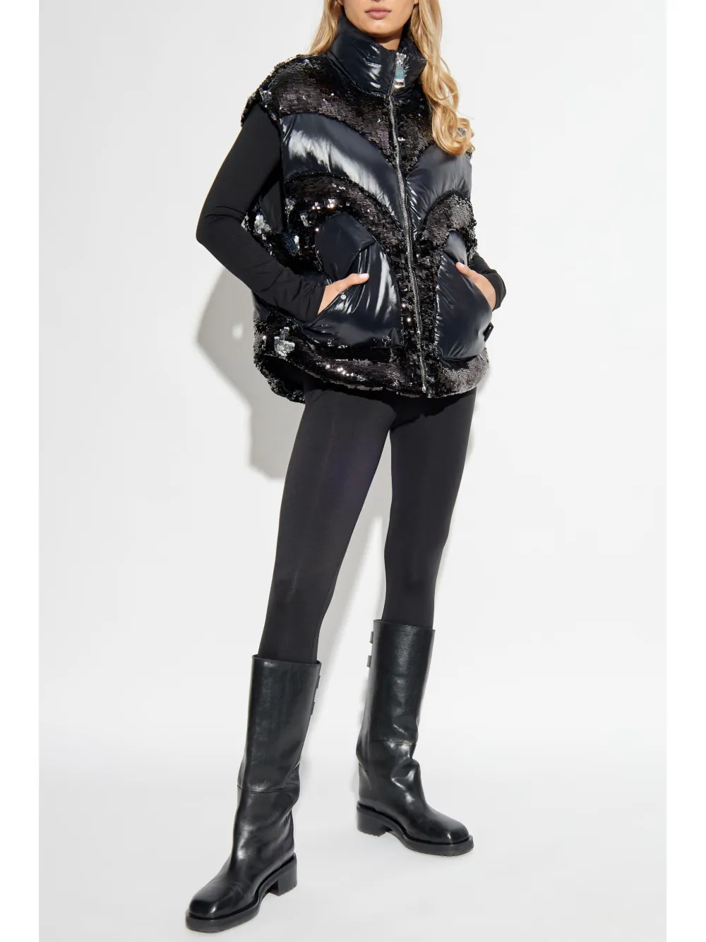 Khrisjoy Bodywarmer met pailletten - Zwart