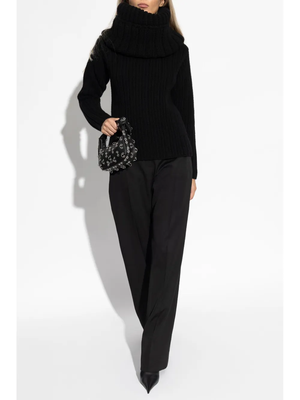 Alexander McQueen exaggerated collar jumper - Zwart