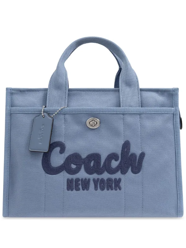 Coach Logo Embroidered Tote Bag Blue FARFETCH