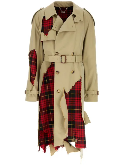 Cheap Alexander McQueen belted double breasted trench coat Men