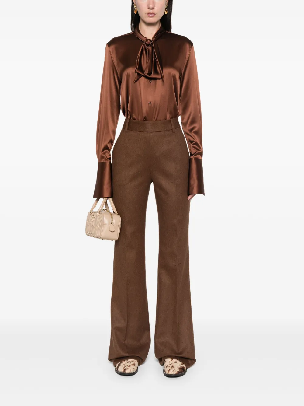 Ermanno Scervino pussy-bow collar shirt - Bruin