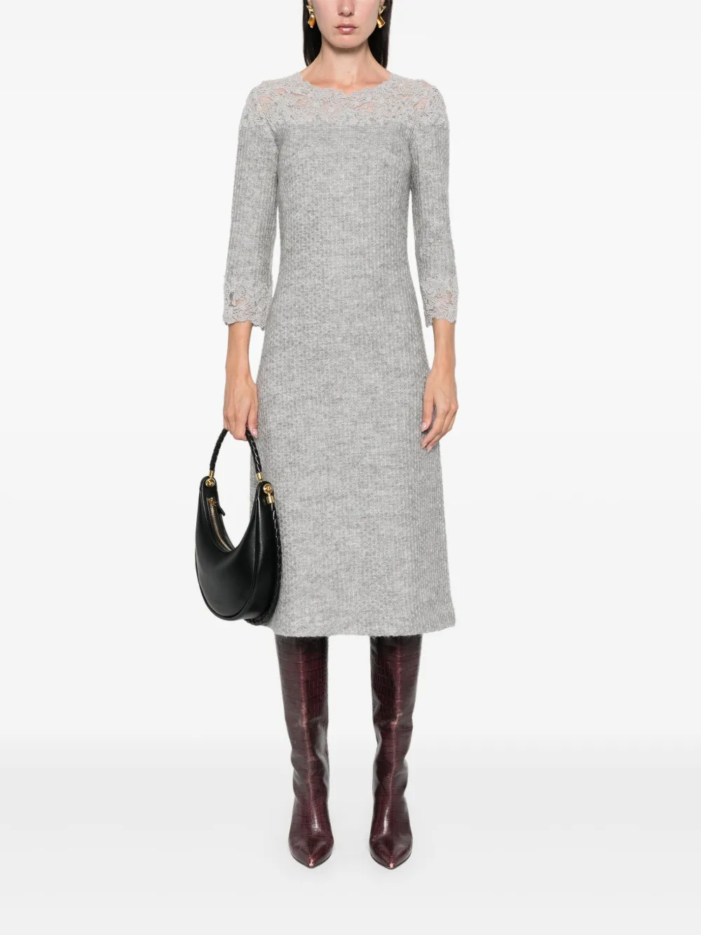 Ermanno Scervino guipure-lace midi dress - Grijs