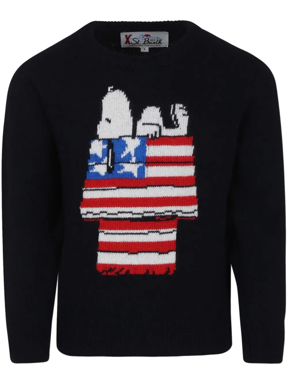 Mc2 Saint Barth Kid Sweater With Snoopy Jacquard Print Peanuts Special Edition In Blue
