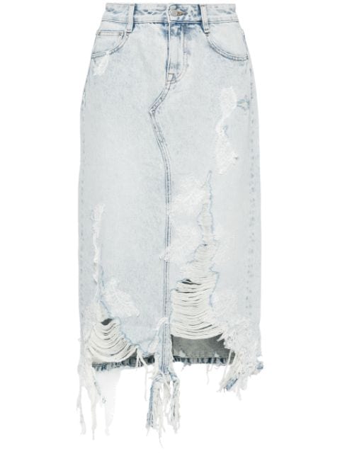 JNBY lace patchwork denim long skirt