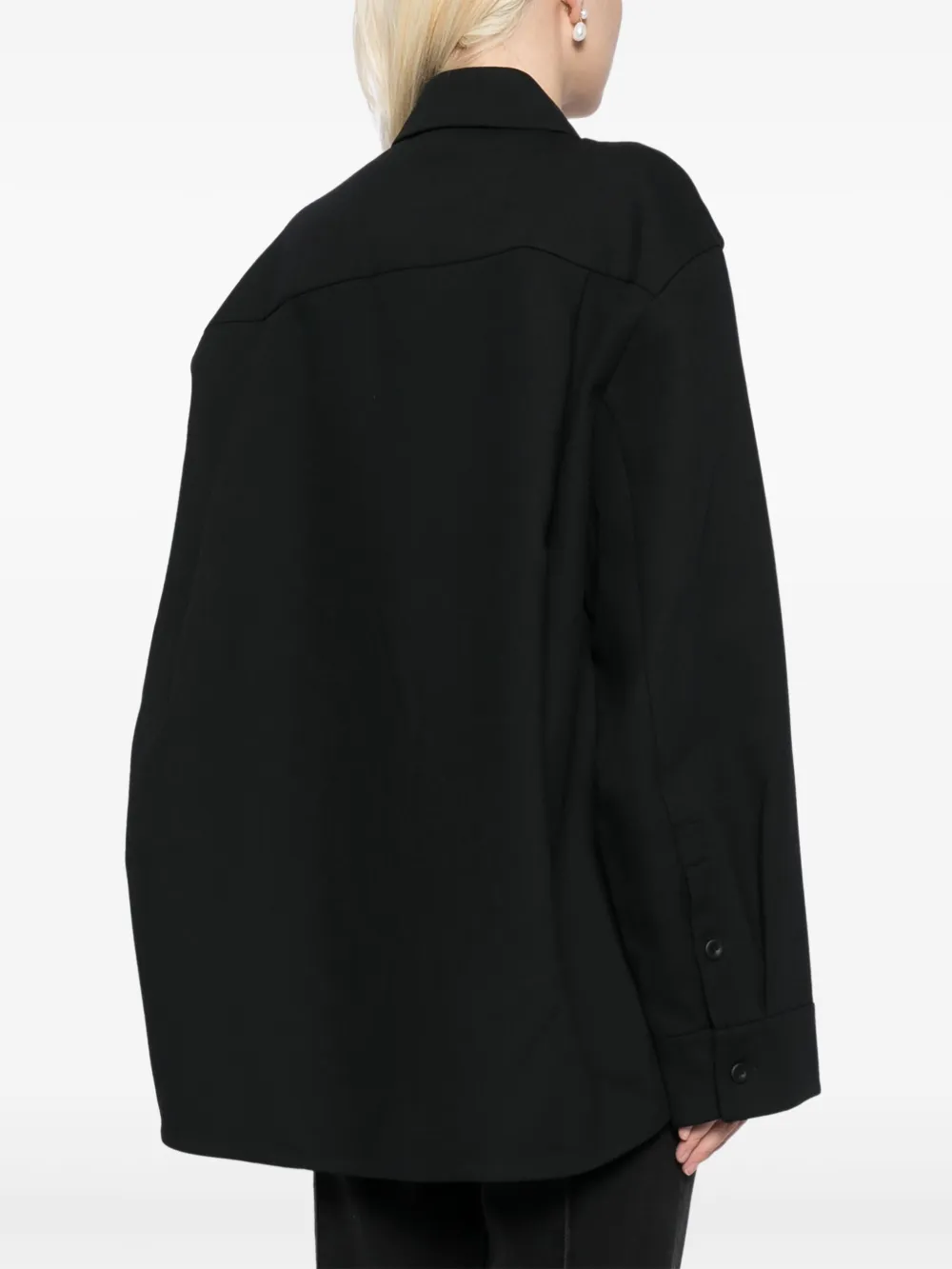 Jnby Oversize Buttoned Shirt Jacket In Black