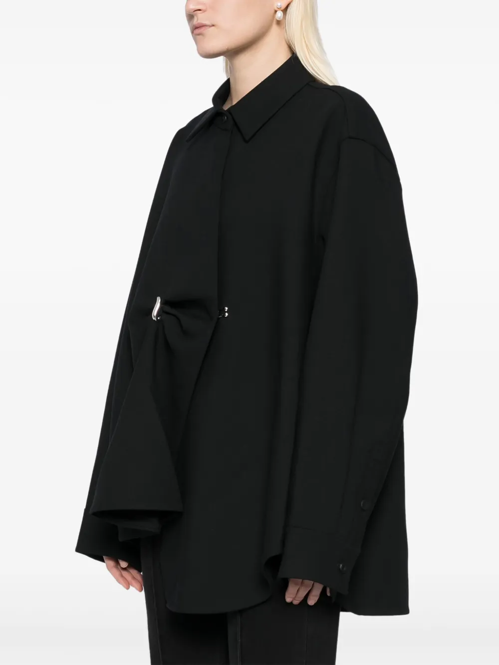 Jnby Oversize Buttoned Shirt Jacket In Black