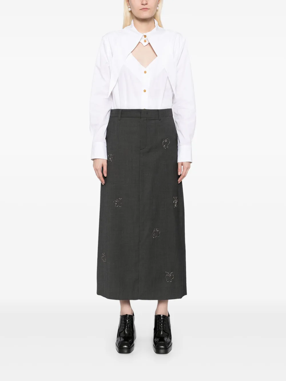 JNBY Rok met vlinderpatroon en lange taille - Grijs