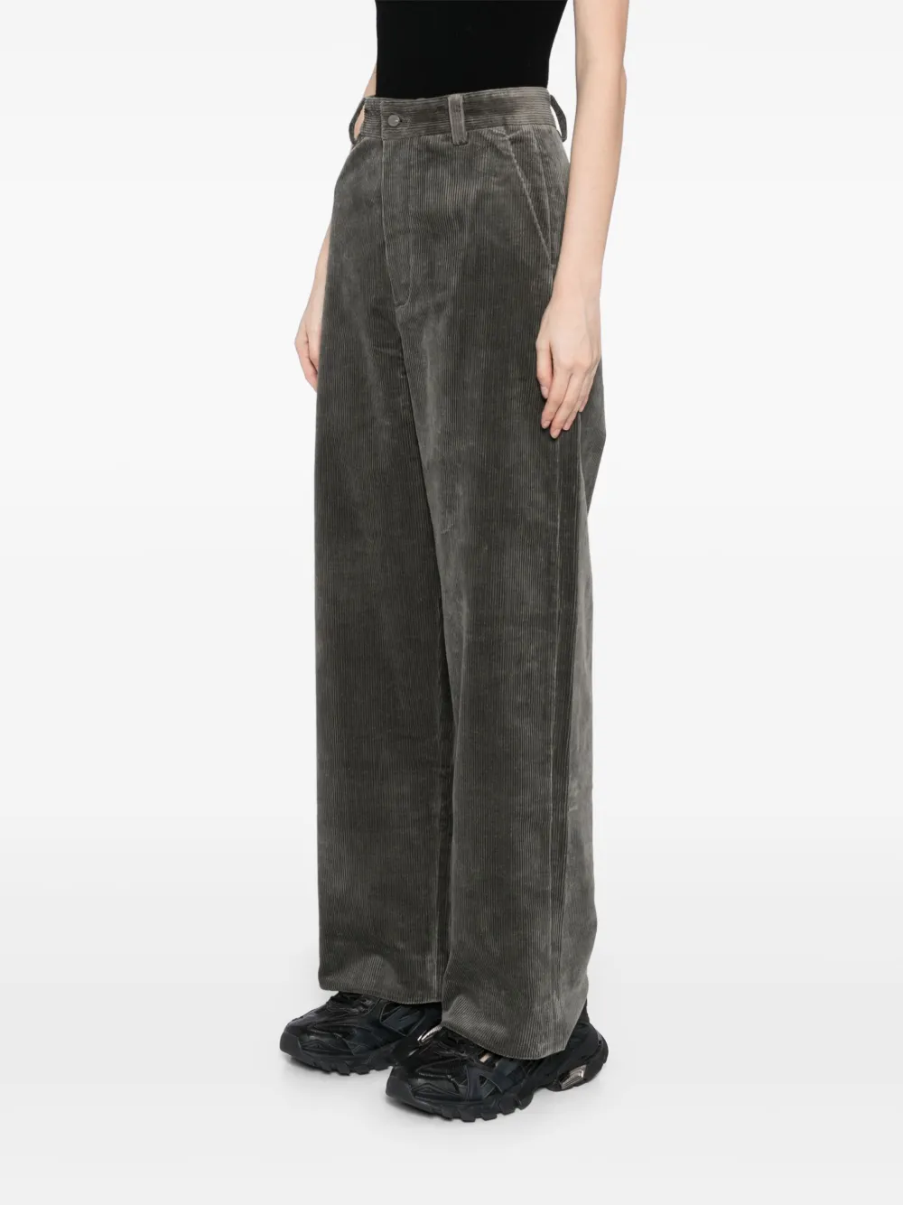 Jnby Corduroy Straight Trousers In Grey