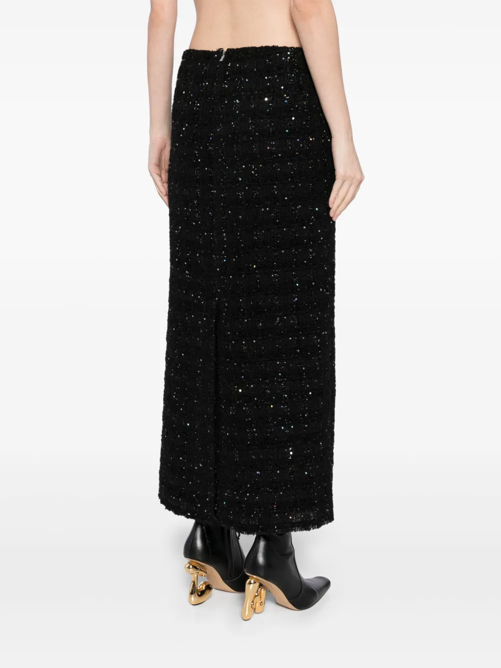 Jnby Coarse Jacquard H-shaped Long Waist Skirt In Black