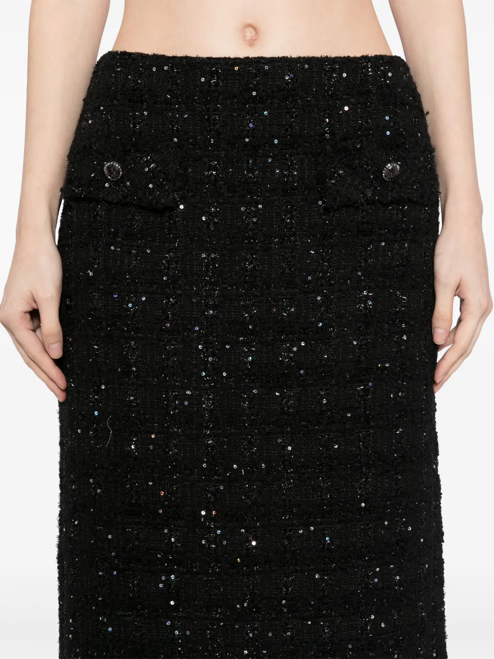 Jnby Coarse Jacquard H-shaped Long Waist Skirt In Black