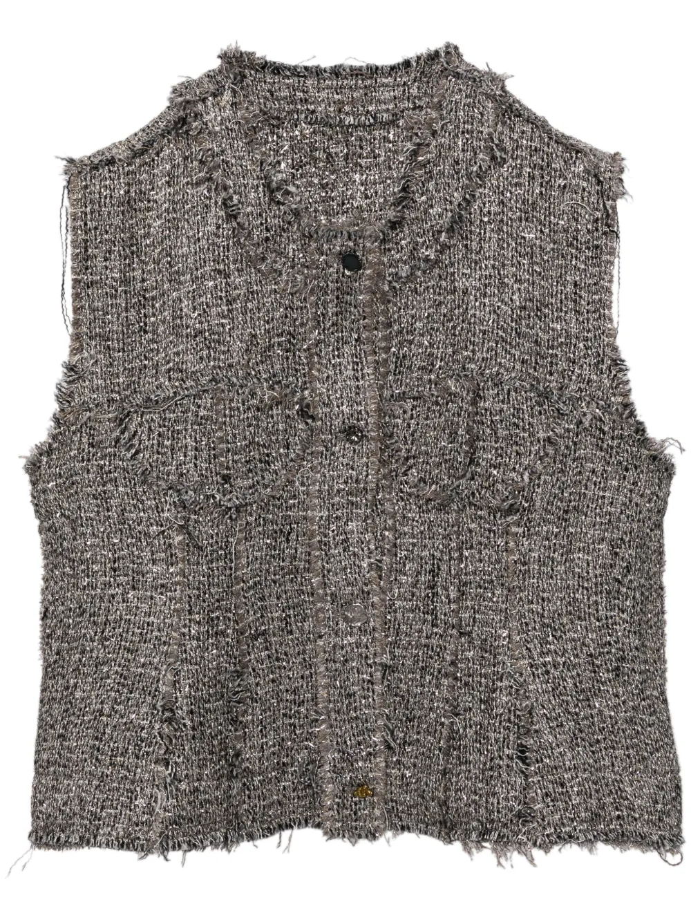 JNBY Kraagloos cropped gilet met jacquard Zilver