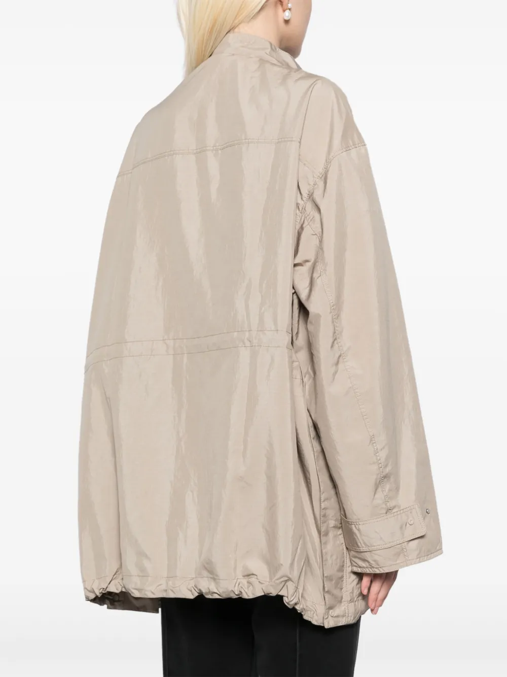 Jnby Multi-pocket H-shaped Mid-length Windbreaker In Brown