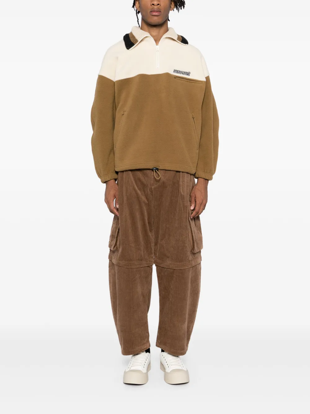 CROQUIS Ruimvallende ribfluwelen broek - Bruin