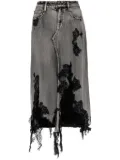 JNBY lace patchwork denim long skirt - Black