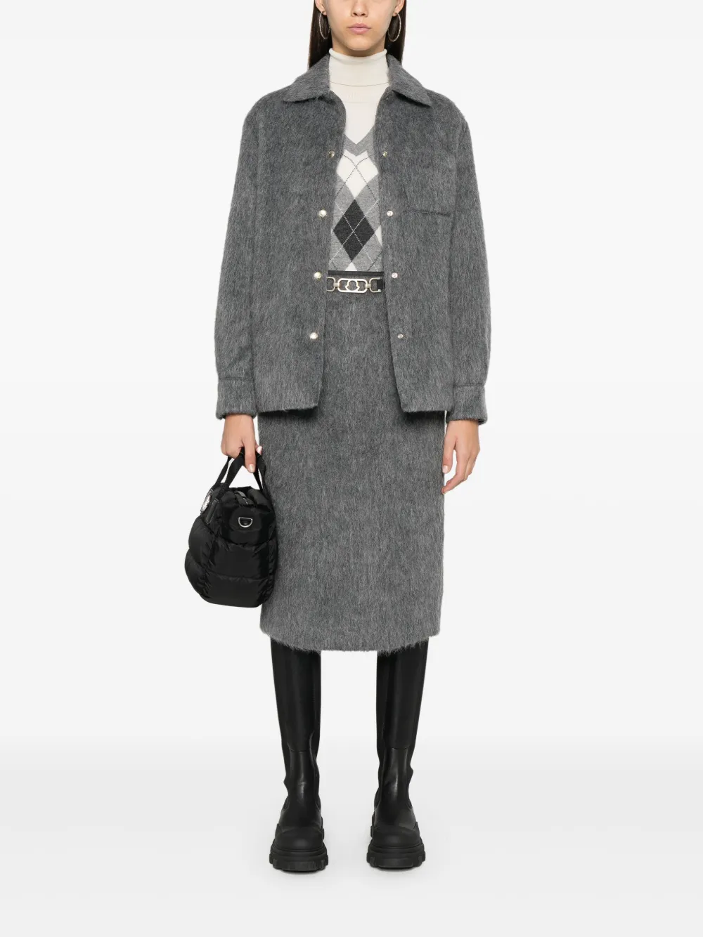 Moncler Midi-jurk met geborsteld effect - Grijs