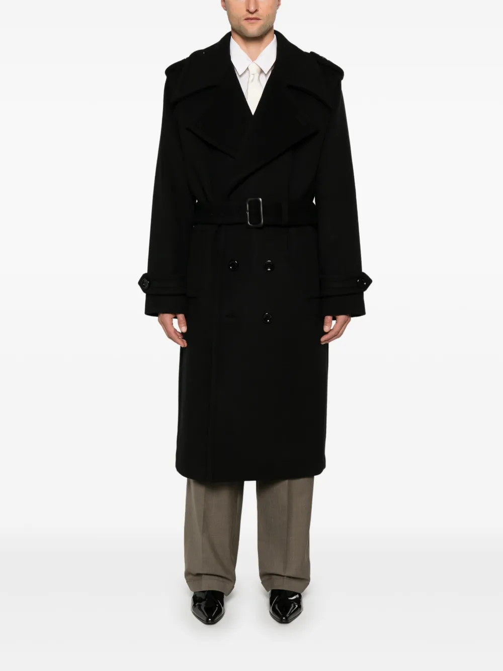 Saint Laurent Vilten trenchcoat - Zwart