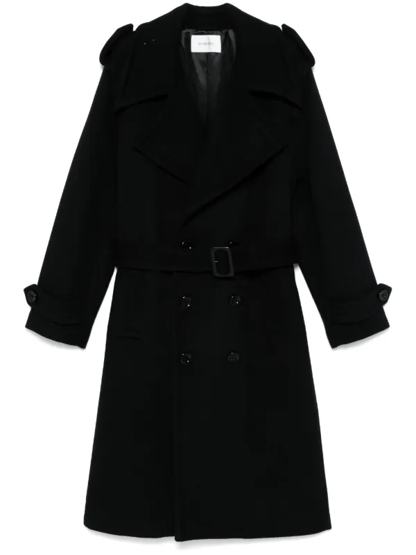 Saint Laurent Trenchcoat Aus Filz Schwarz FARFETCH DE