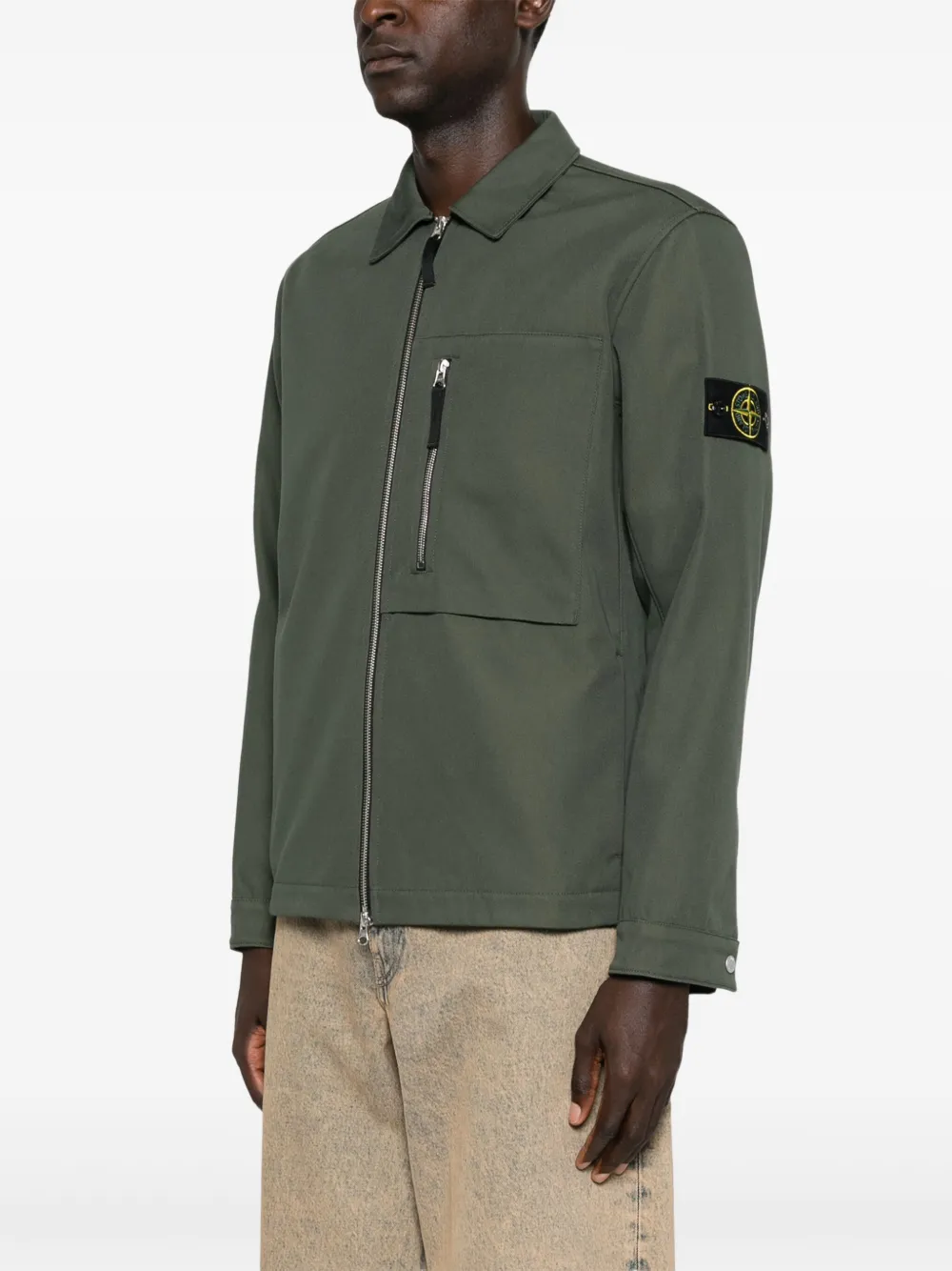 Stone Island コンパスバッジ シャツジャケット | グリーン | FARFETCH JP