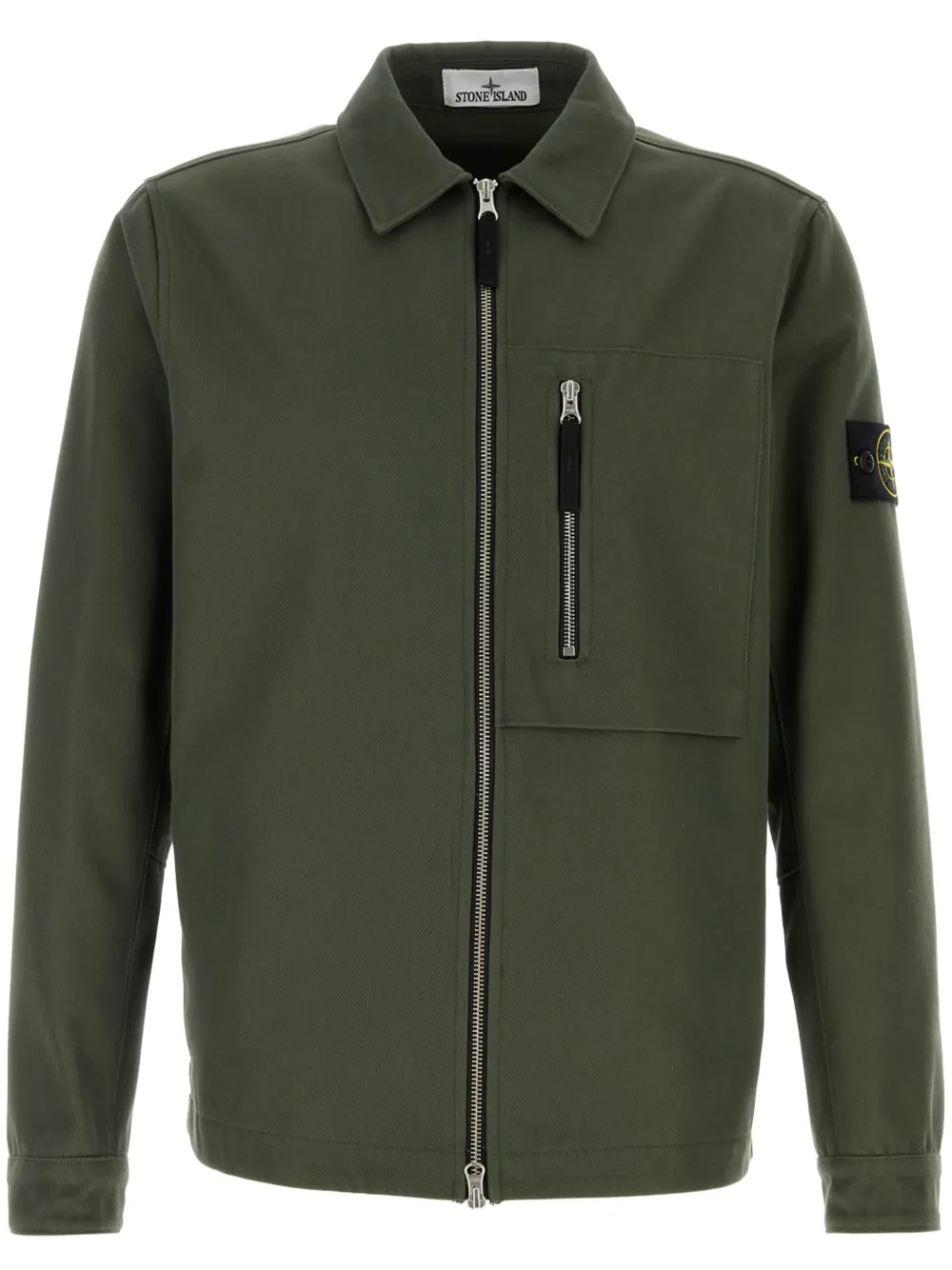 Stone Island Compass badge Shirt Jacket Green FARFETCH UK