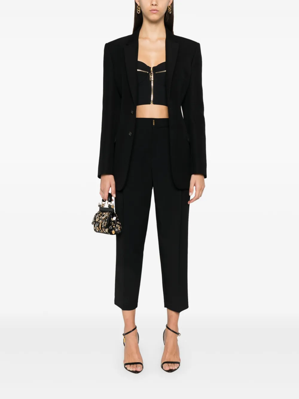 Elisabetta Franchi crepe cropped trousers - Zwart