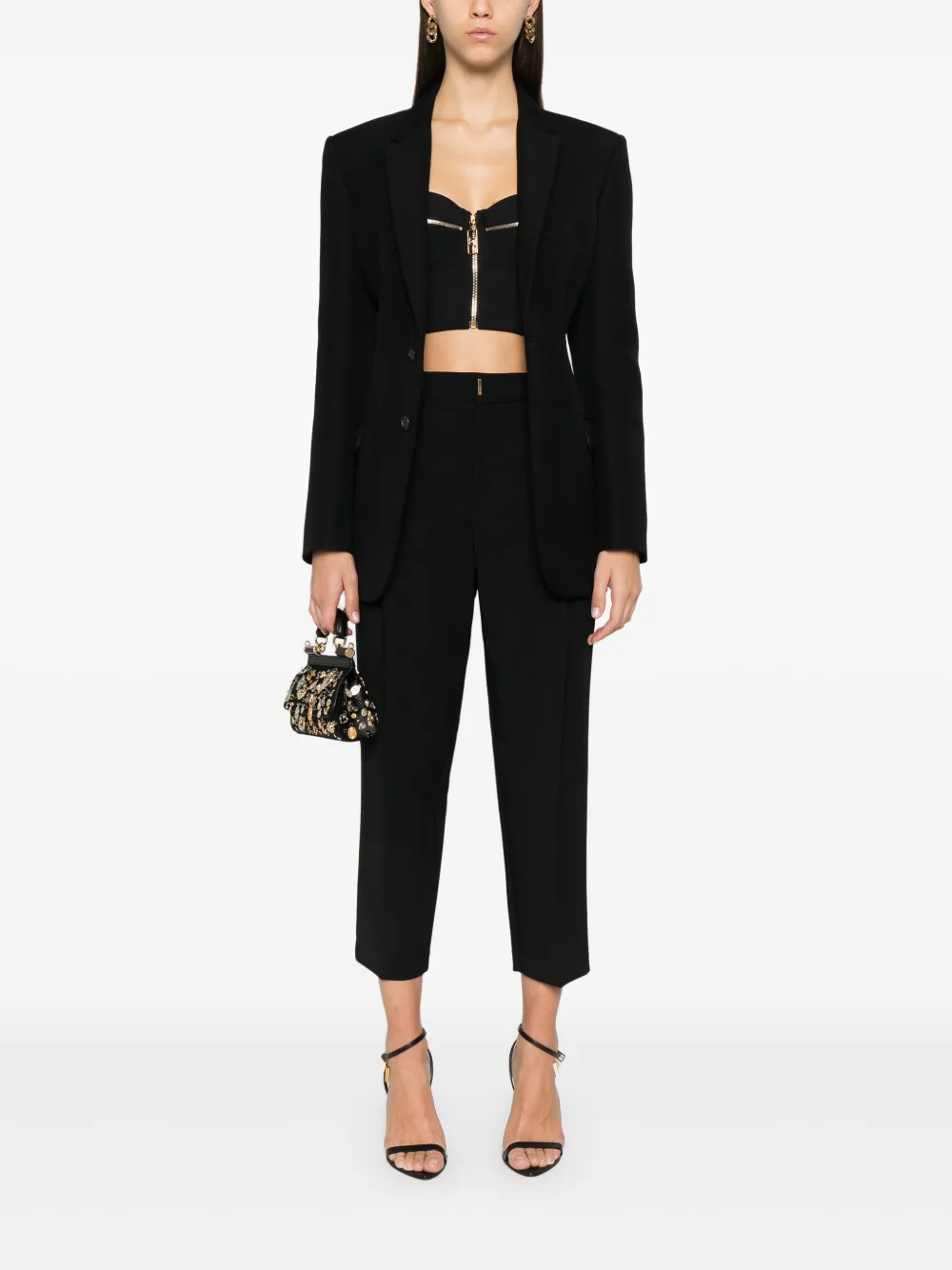 Elisabetta Franchi zip balconette top - Zwart