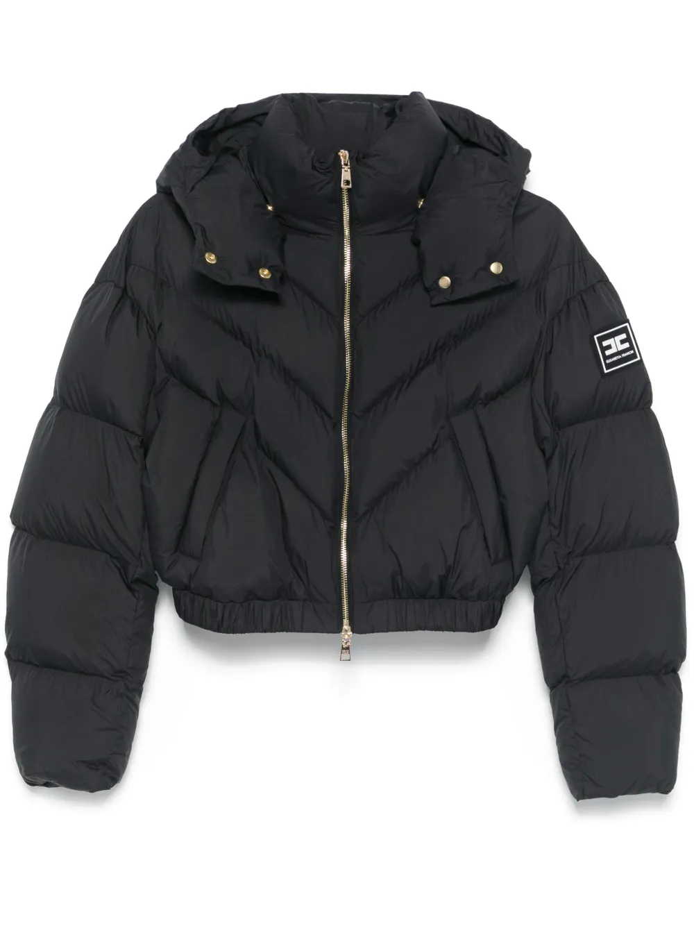 Elisabetta Franchi Cropped Puffer Jacket In Black
