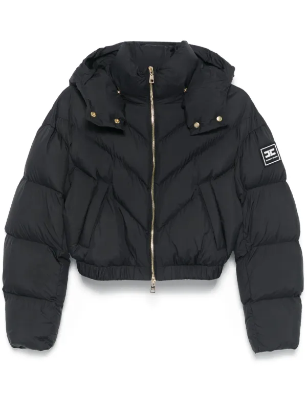 Elisabetta Franchi Cropped Puffer Jacket Black FARFETCH TR