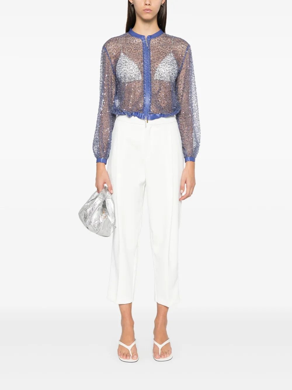 Elisabetta Franchi crepe cropped trousers - Wit
