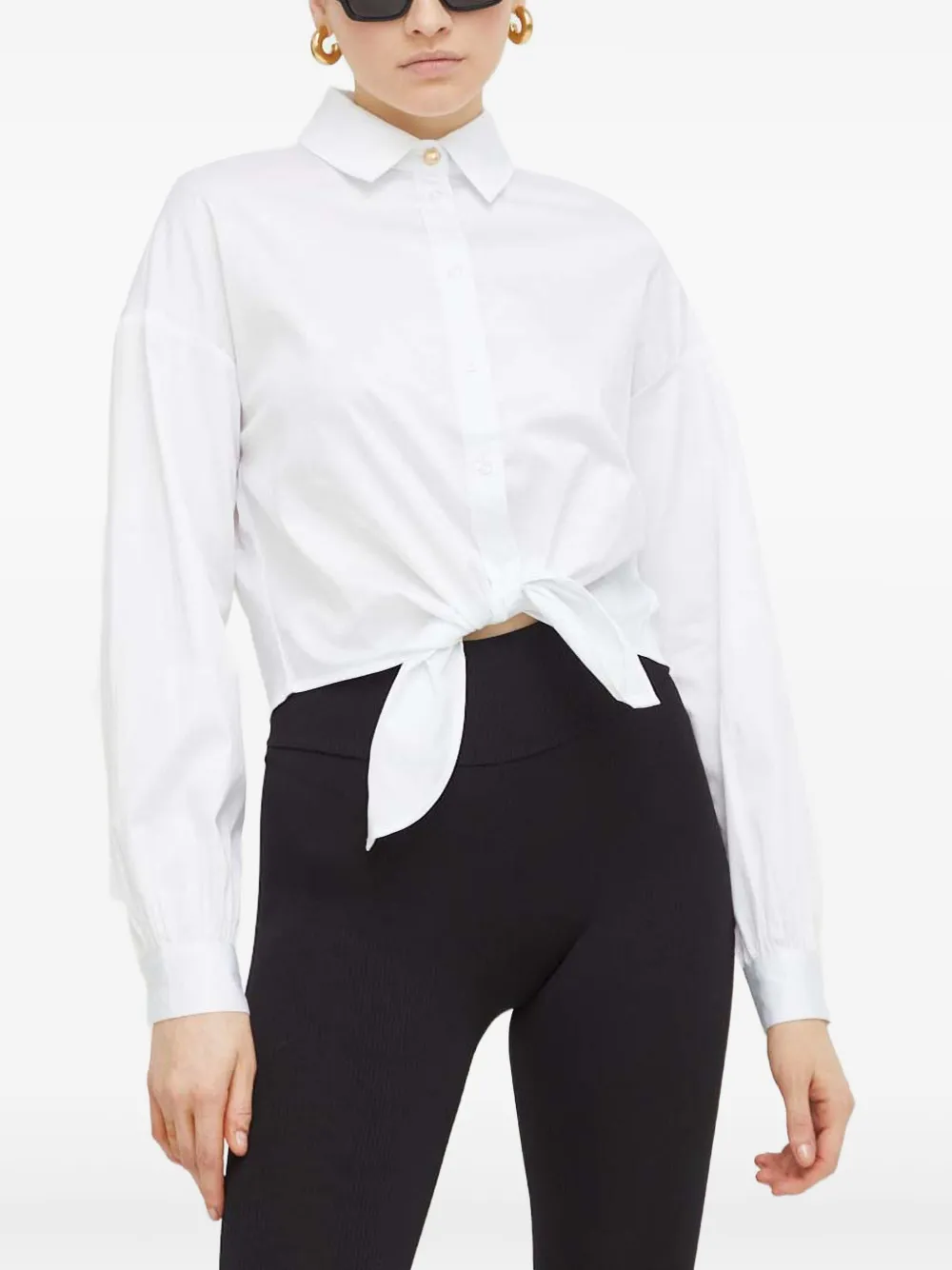 Guess Usa Tie-front Shirt In White