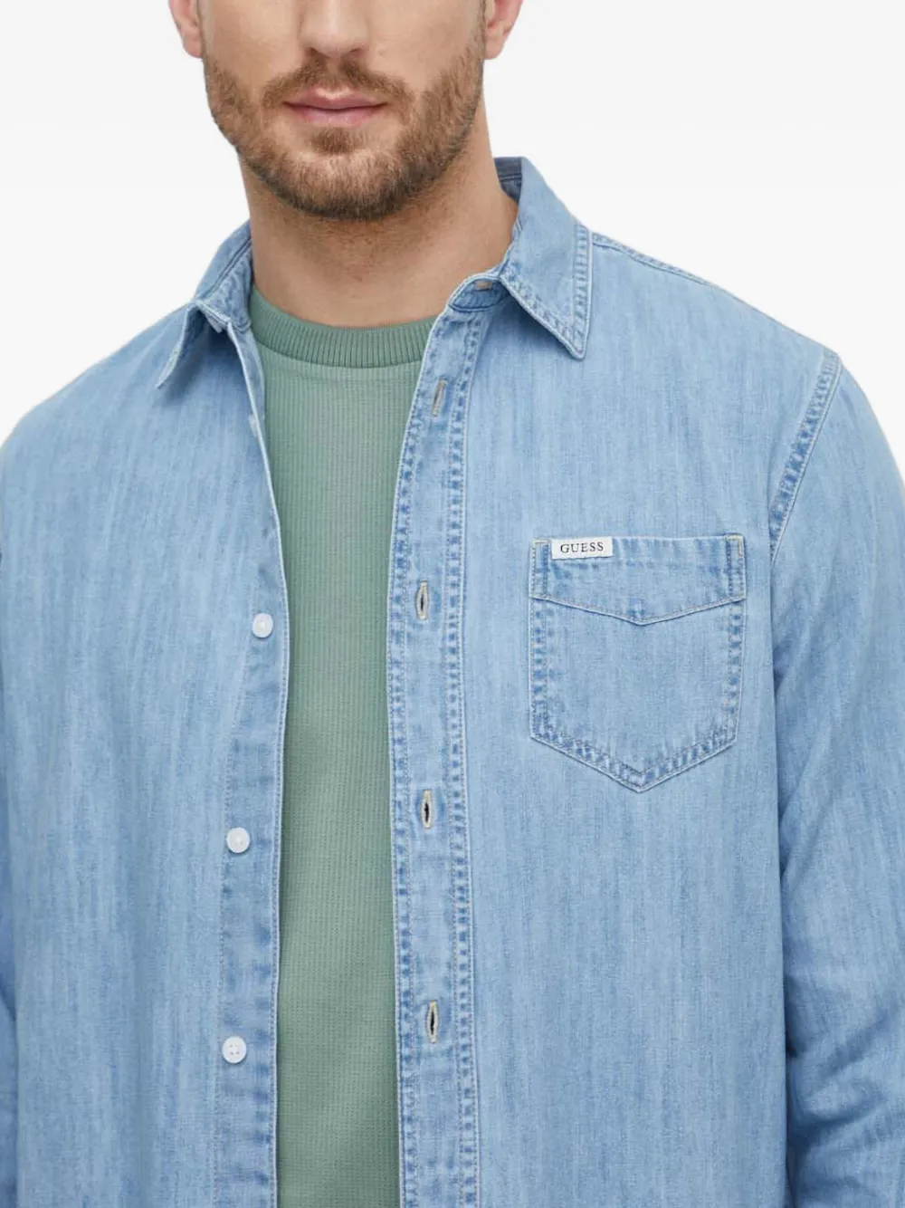 GUESS USA Ronnie chambray overhemd Blauw