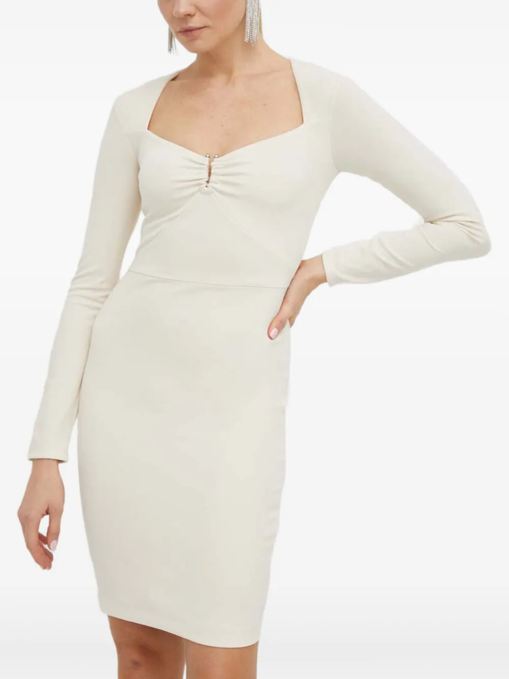 Guess Usa Gathered-detail Mini Dress In Neutral