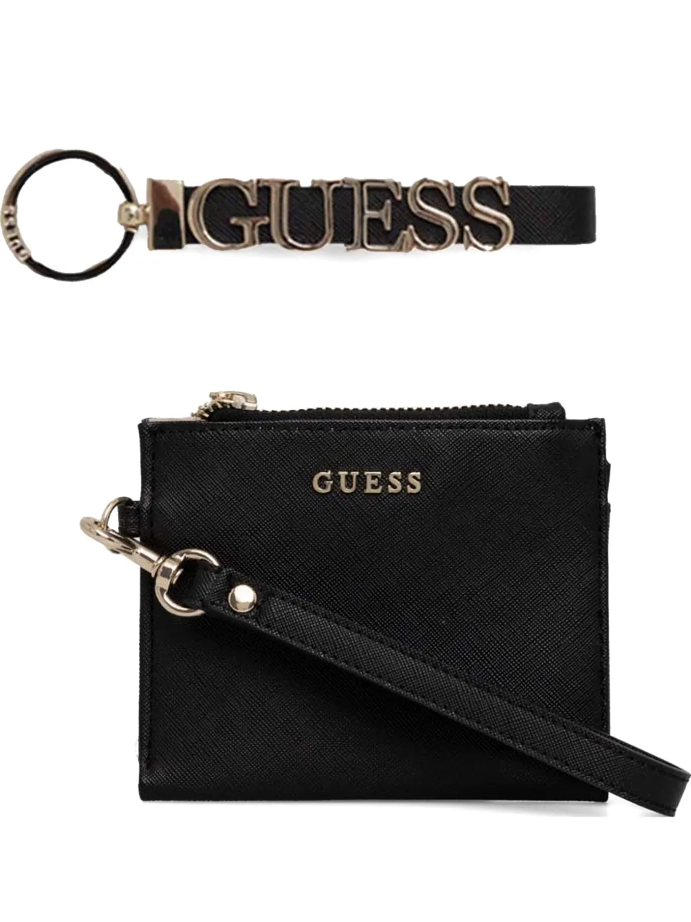 Guess Usa Logo-lettering Wallet In Black
